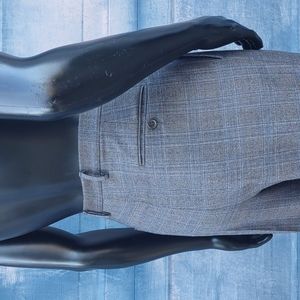 Italian Pure Wool Luxury Plaid Flat Front Trousers